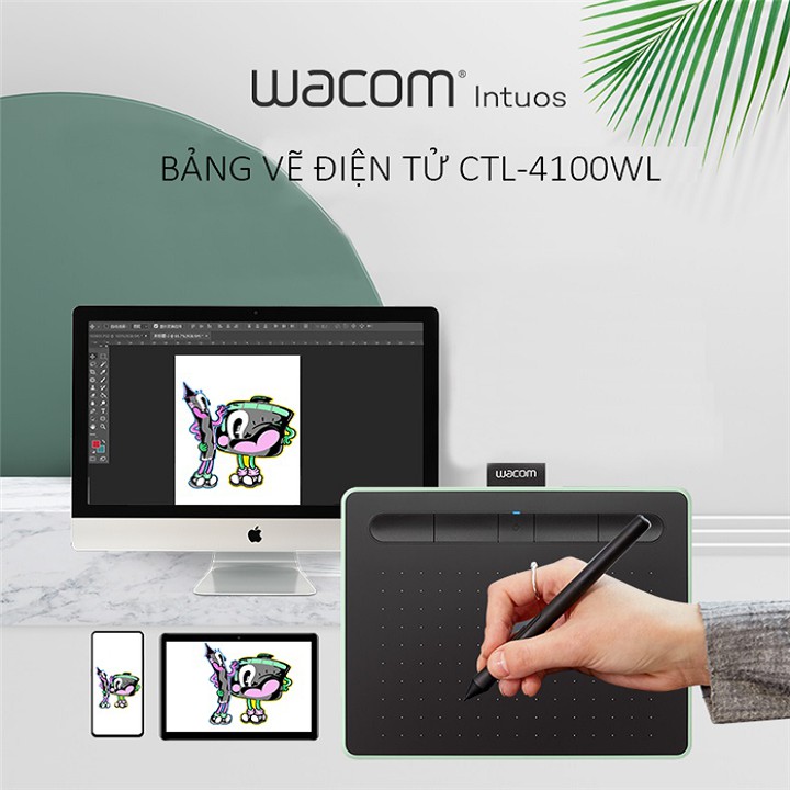 Bảng Vẽ Điện Tử Không Dây Dùng Cho Điện Thoại, Máy Tính Bảng, Laptop, Pc Wacom Intuos Bluetooth 4.2 Ctl-4100Wl/K0-C