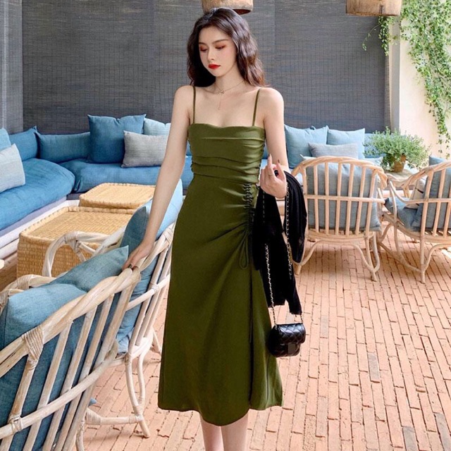VÁY HAI DÂY XANH RÊU