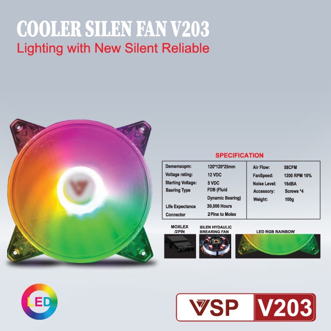 Quạt Tản Nhiệt case VSP LED V203