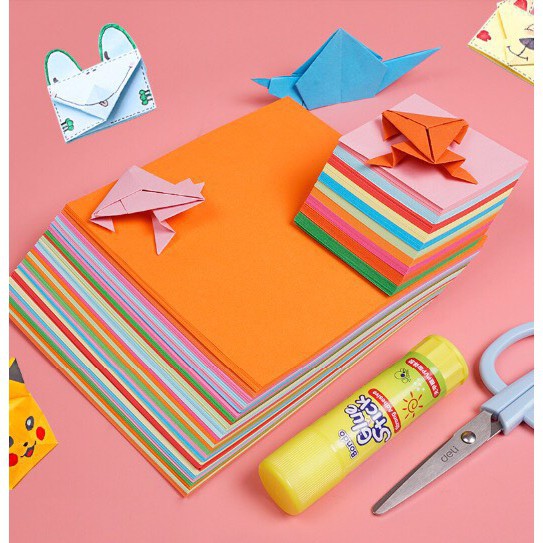 Giấy Origami nhiều màu; Khổ A4 - Tập 100 tờ; 10 màu hoặc 20 màu - Đọc kỹ mô tả sản phẩm