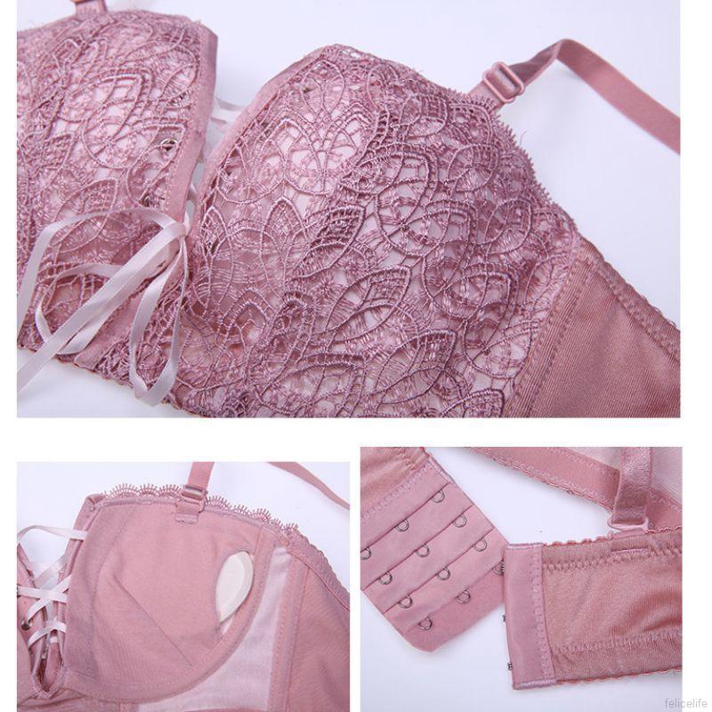 Set áo ngực không tay &amp; quần lót nữ thêu ren màu trơn
