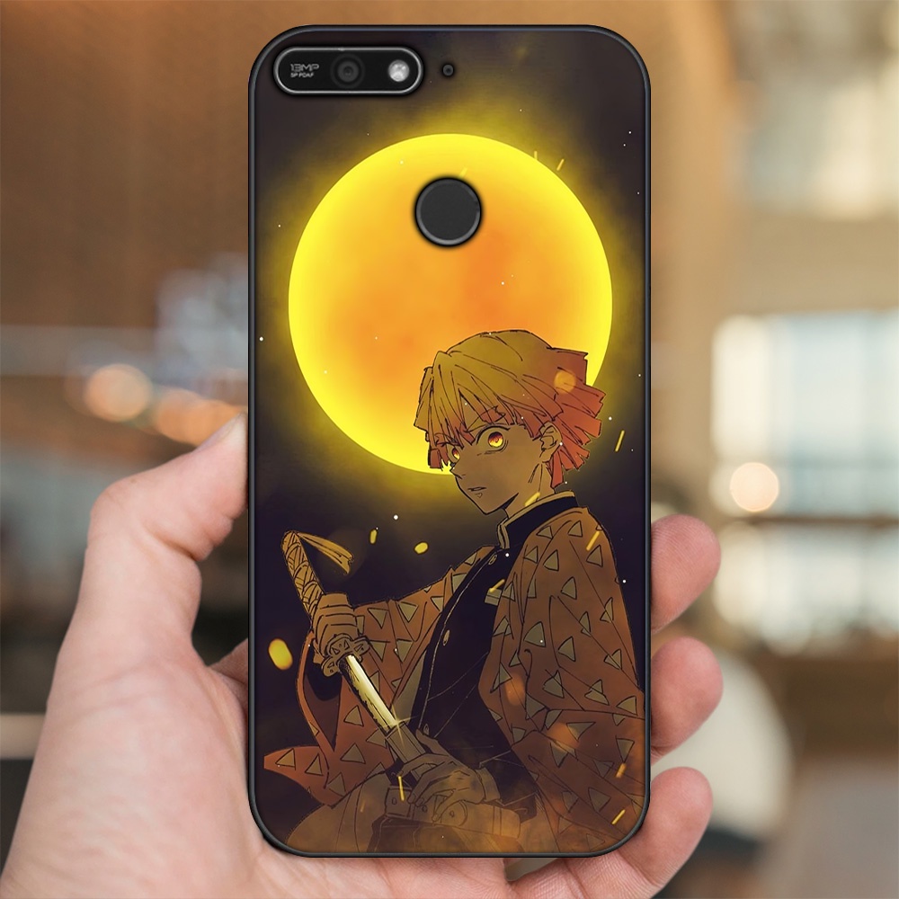 Ốp lưng Huawei Y6 Prime viền đen in hình Zenitsu Kimetsu no Yaiba