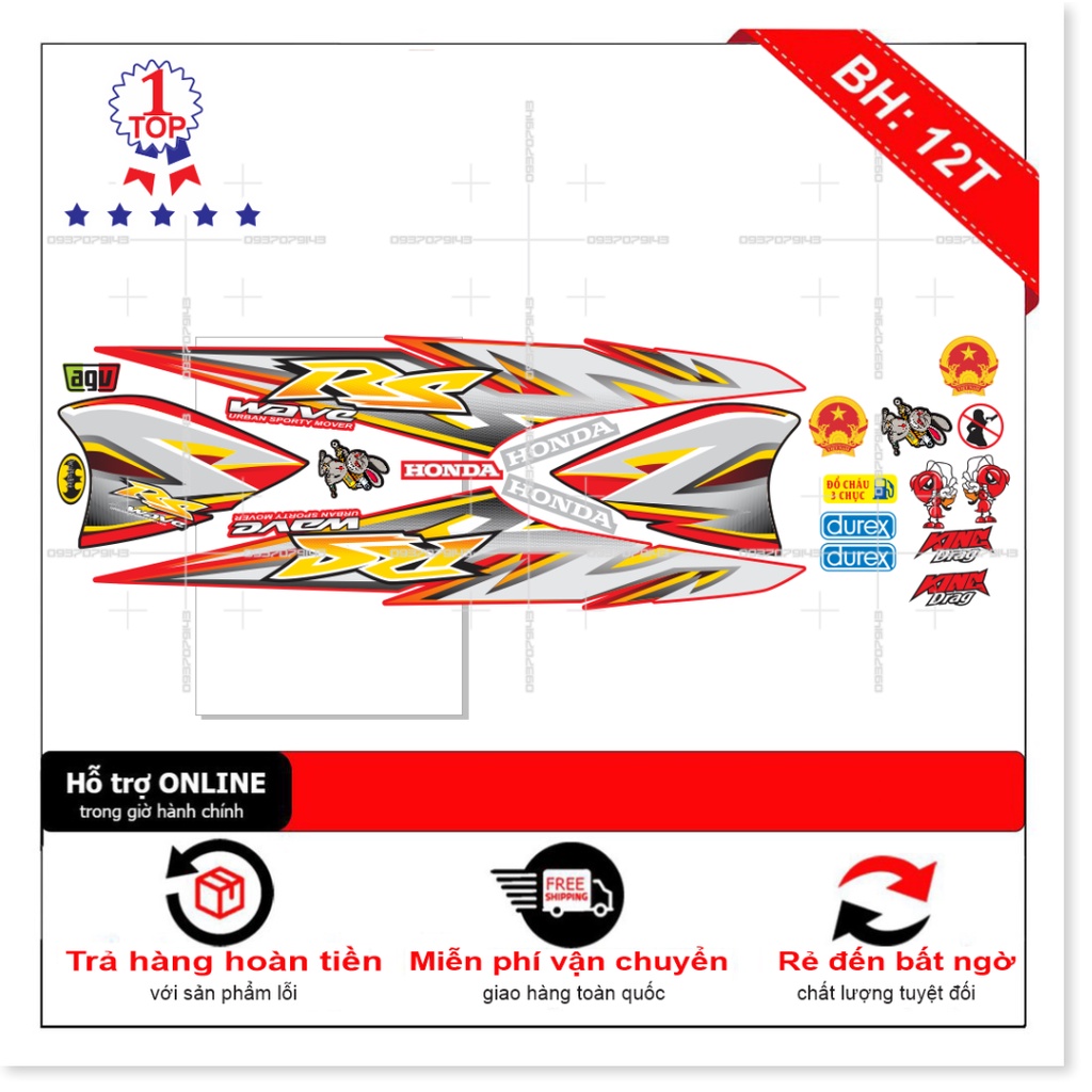 ( Quí khách vui lòng mang ra tiệm cho thợ dán ) Tem wave RS 100 zin