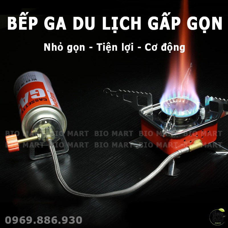 Bếp Ga Mini Dã Ngoại Chống Gió Kèm Đầu Chuyển - Bếp Du Lịch Cắm Trại Ngoài Trời Gấp Gọn Tiện Lợi - P008A