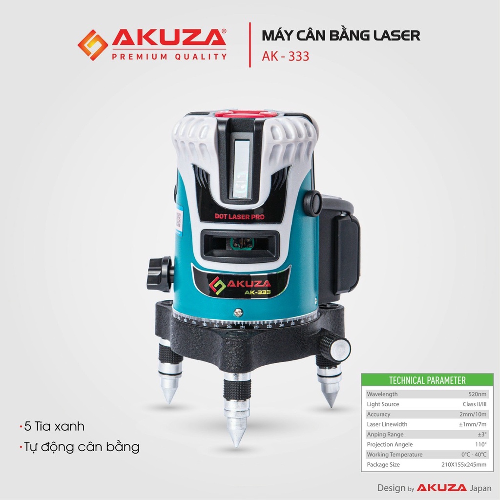 MÁY CÂN BẰNG LASER 5 TIA XANH AKUZA AK-333