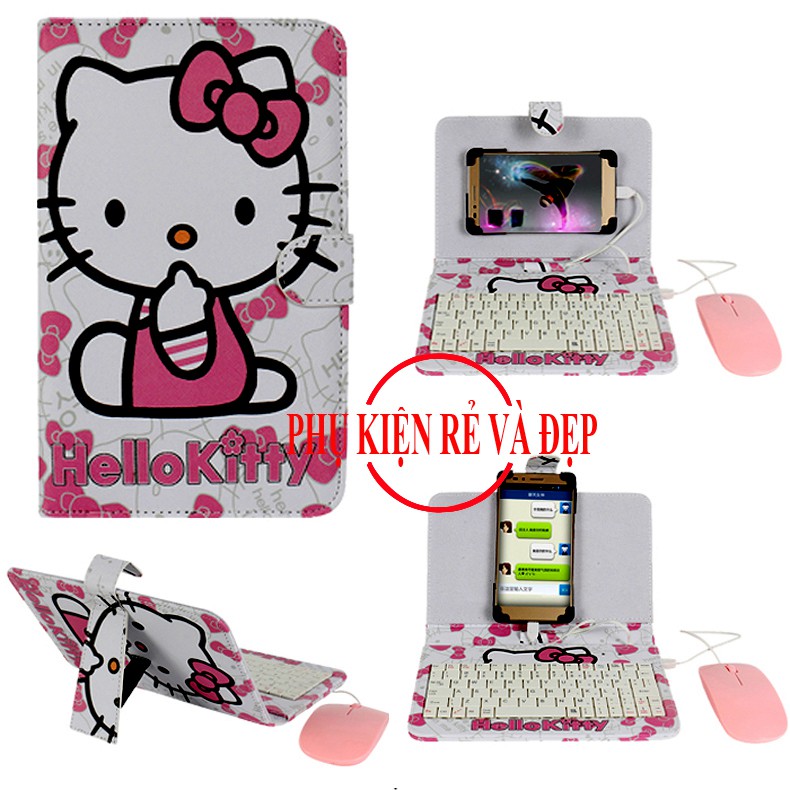 Combo bao da bàn phím + chuột + lót chuột hình Hello Kitty dễ thương