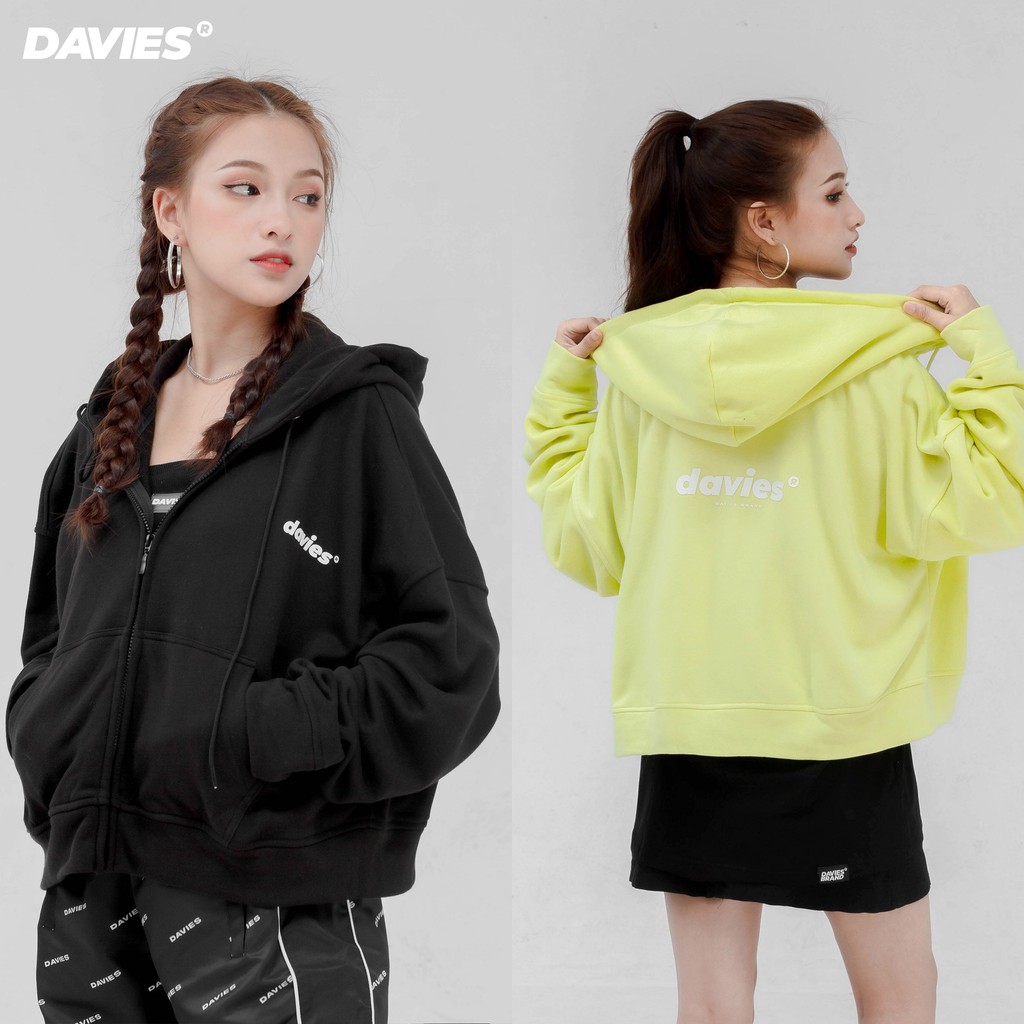 [Mã MABR30FA giảm 10% tối đa 30k đơn 99k] Áo khoác hoodie zip croptop nữ form rộng DAVIES - Basic Zip Hoodie.