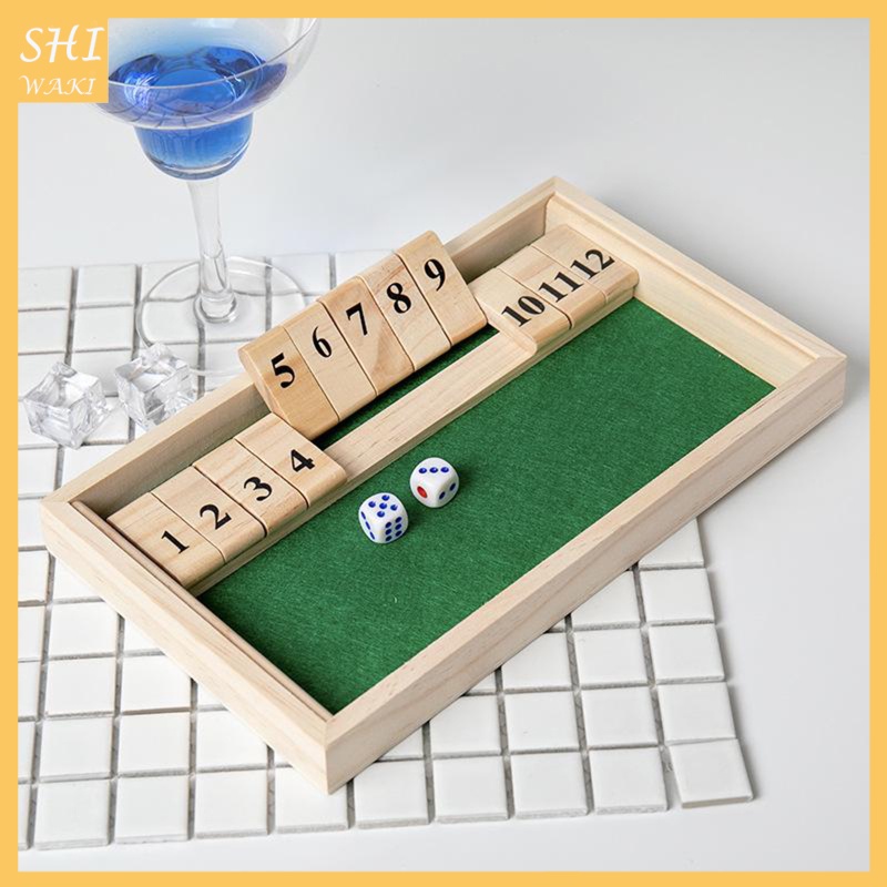 [In Stock]Shut The Box Game - 12 Numbers Wooden Dice Game Wooden Number Board Game