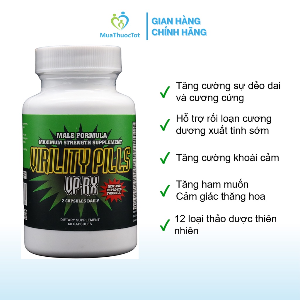 Virility VPRX Pills - Hỗ Trợ Rối Loạn Cương Dương và Xuất Tinh Sớm 60 Viên