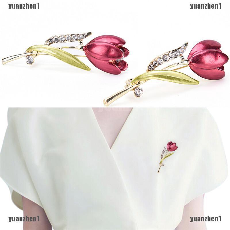 Ghim Cài Áo Hình Hoa Tulip Đính Đá Pha Lê Thanh Lịch