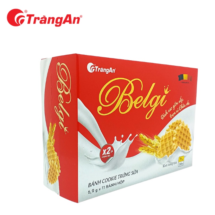 [Nhỏ gọn] Hộp bánh Belgi trứng sữa 76g, thương hiệu Tràng An, hạn sử dụng 12 tháng, date luôn mới, thích hợp bày lễ