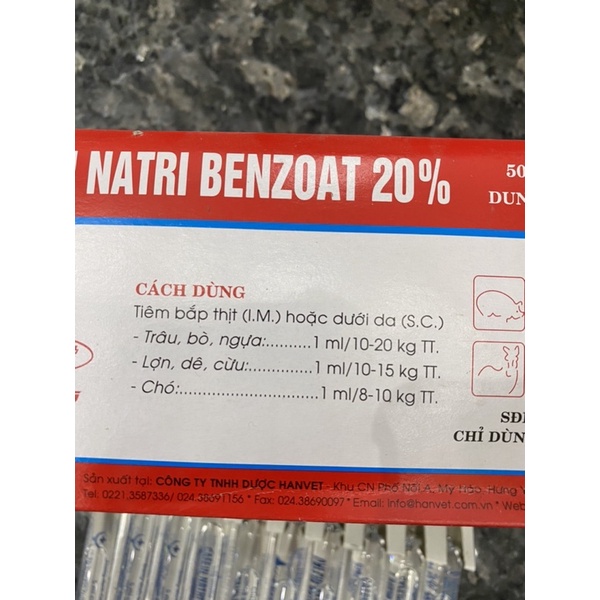 10 ống CAFEIN NATRI BENZOAT 20% 5ML  trợ tim, kich thich thần kinh trên trâu bò lợn chó