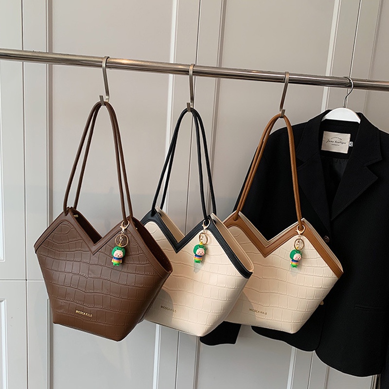 Ielgy Túi Đeo Vai Sức Chứa Lớn Họa Tiết Vân Đá Chất Lượng Cao Cho Nữ