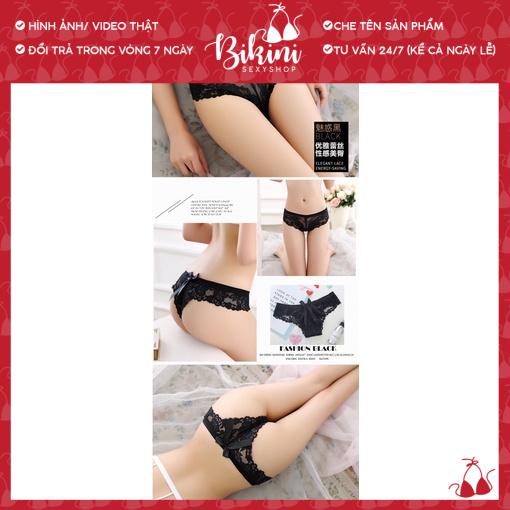 Quần lọt khe ren gắn nơ sau siêu sexy freesize màu đen/ đỏ/ trắng/ hồng 004