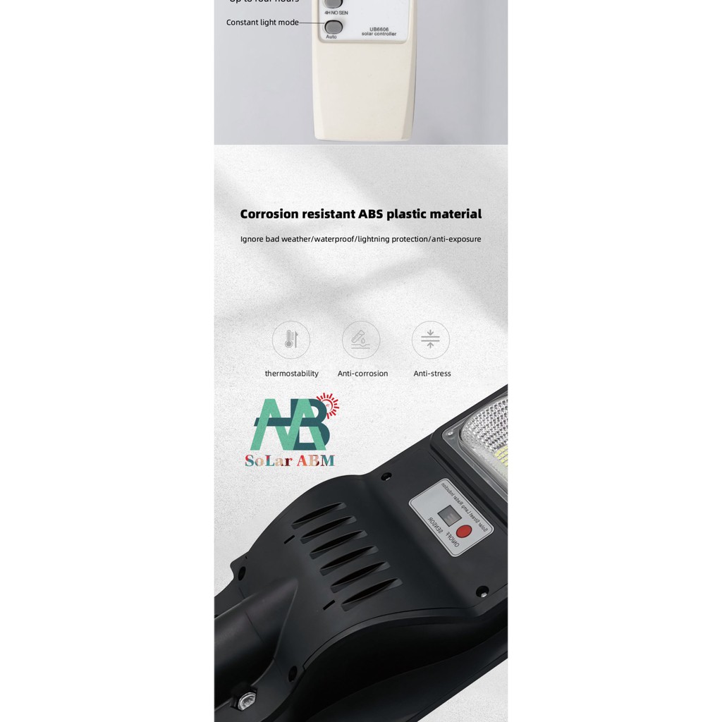 200W Đèn Đường Tấm Pin Liền Thể Năng Lượng Mặt Trời , Cảm Biến Chuyển Động , IP67 Chống Nước , mã : ABM-JL21200A