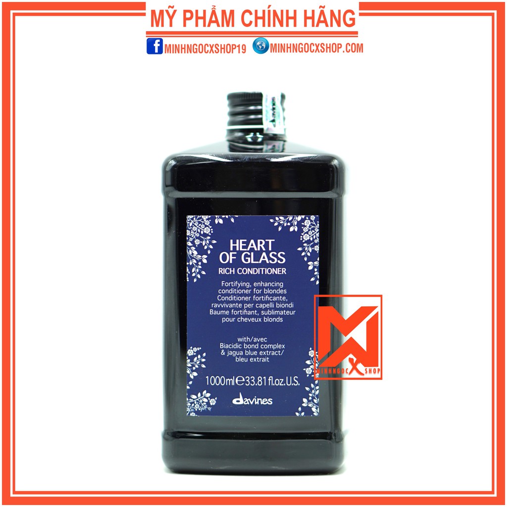 Dầu xả chuyên dụng cho tóc tẩy - tóc sáng màu DAVINES HEART OF GLASS 1000ml chính hãng