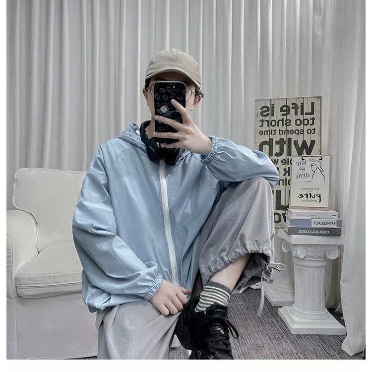 Áo Khoác Chống Nắng Dáng Rộng Bằng Lụa Lạnh Siêu Mỏng Thoáng Khí Phong Cách Hàn Quốc Thời Trang Mùa Hè Cho Nam