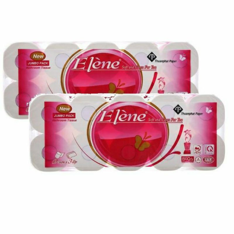 ComBo 2 BỊCH GIẤY VỆ SINH ELENE CÓ LÕI 1 BỊCH 10 CUỘN SIÊU ĐẸP