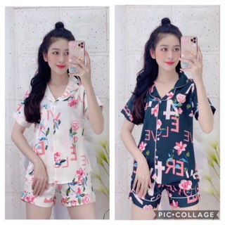Bộ lụa pijama satin đùi size to XXL - 75kg
