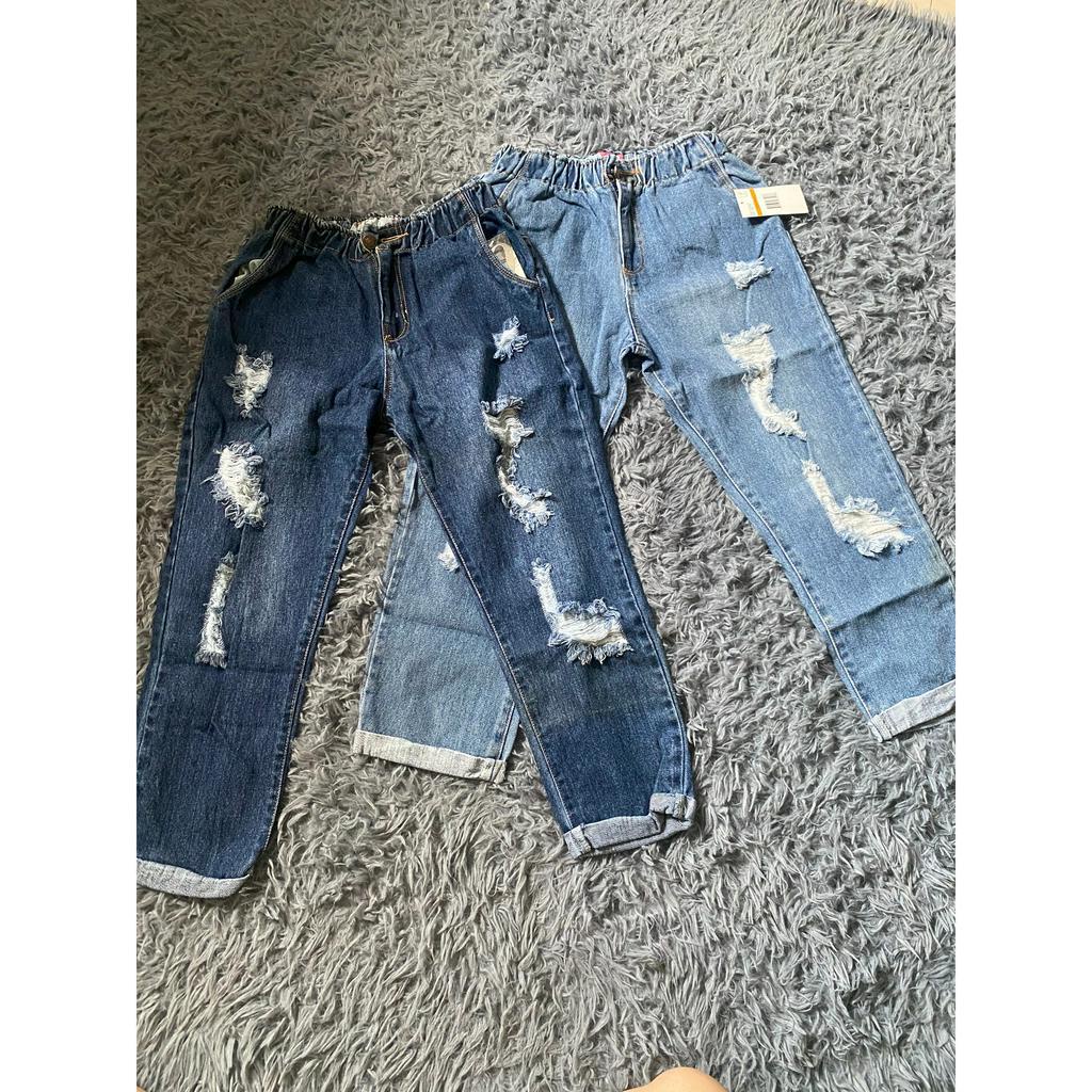 XẢ LỖ Quần Baggy Jeans Lưng Cao Rách Cá Tính Hot
