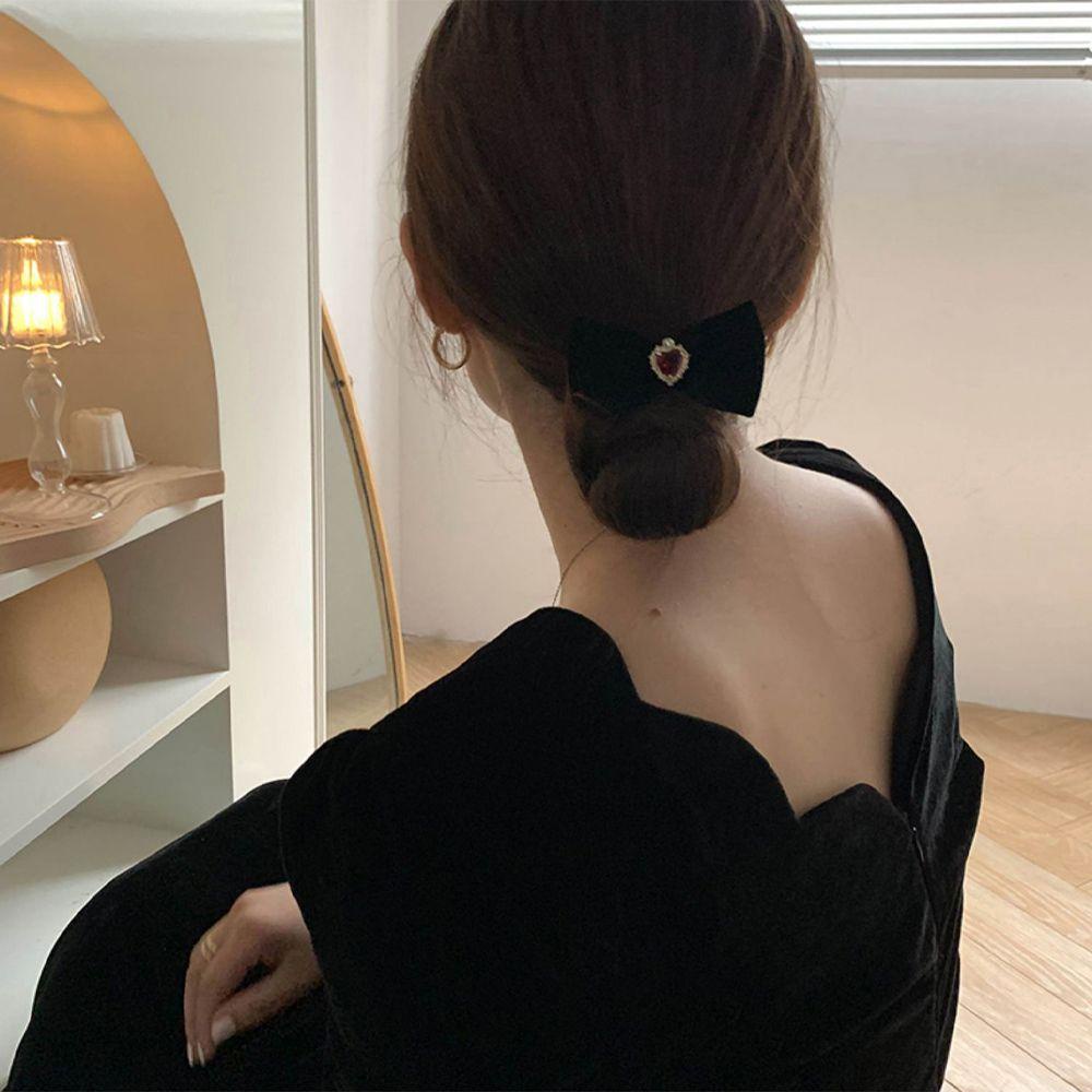 TWINKLE Kẹp Tóc Hình Nơ Đính Đá Phong Cách Vintage Thanh Lịch Dành Cho Nữ