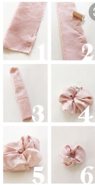 2 Set cắt sẵn may scrunchies trơn và họa tiết giao ngẫu nhiên, gồm mảnh vải 10cmx 50cm và dây thun của Vải rẻ HB shop