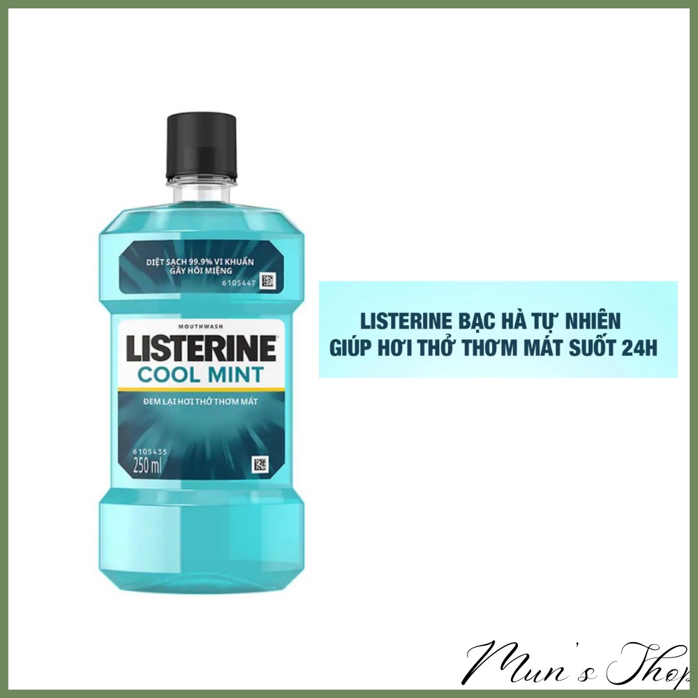 Nước súc miệng LISTERINE Cool Mint 250ml - nước xúc miệng LISTERINE vị bạc hà thơm mát vệ sinh , chăm sóc răng  hiệu quả