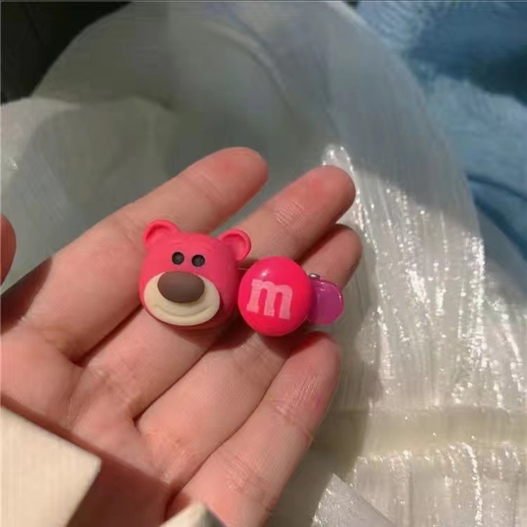 Kẹp tóc BB hình gấu và trái dâu dễ thương phong cách Hàn Quốc cho nữ