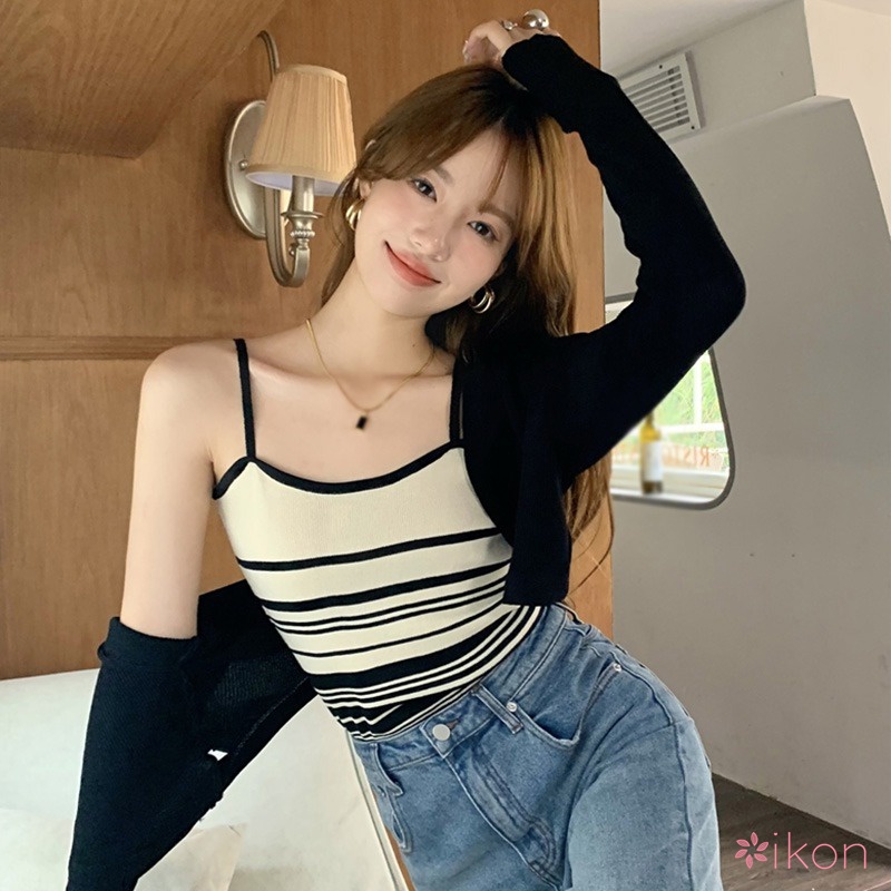 Áo Tank Top Dệt Kim Sát Nách Hoạ Tiết Kẻ Sọc Cho Phái Nữ