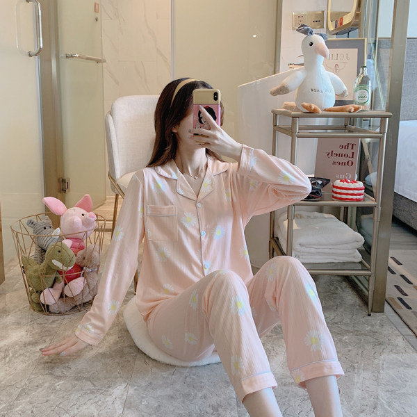 Bộ đồ ngủ pijama dài tay in hoa thời trang Hàn Quốc xinh xắn cho nữ | BigBuy360 - bigbuy360.vn