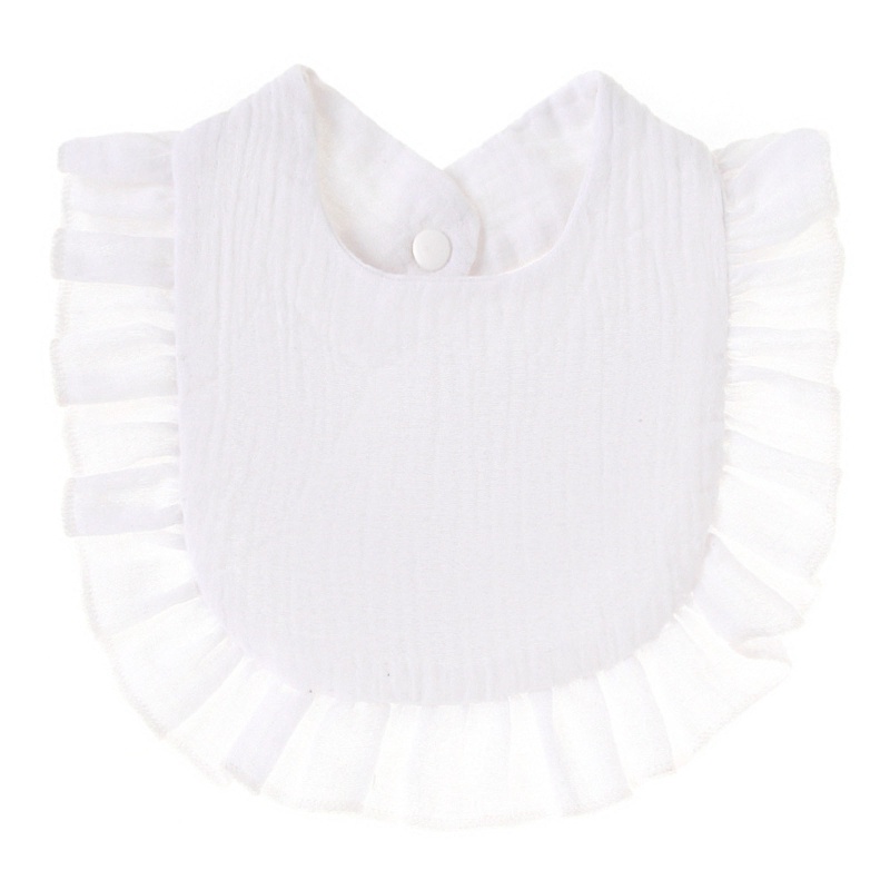 Yếm Ăn Bằng Cotton Mềm Phối Ren Nhún Bèo Dành Cho Bé Sơ Sinh