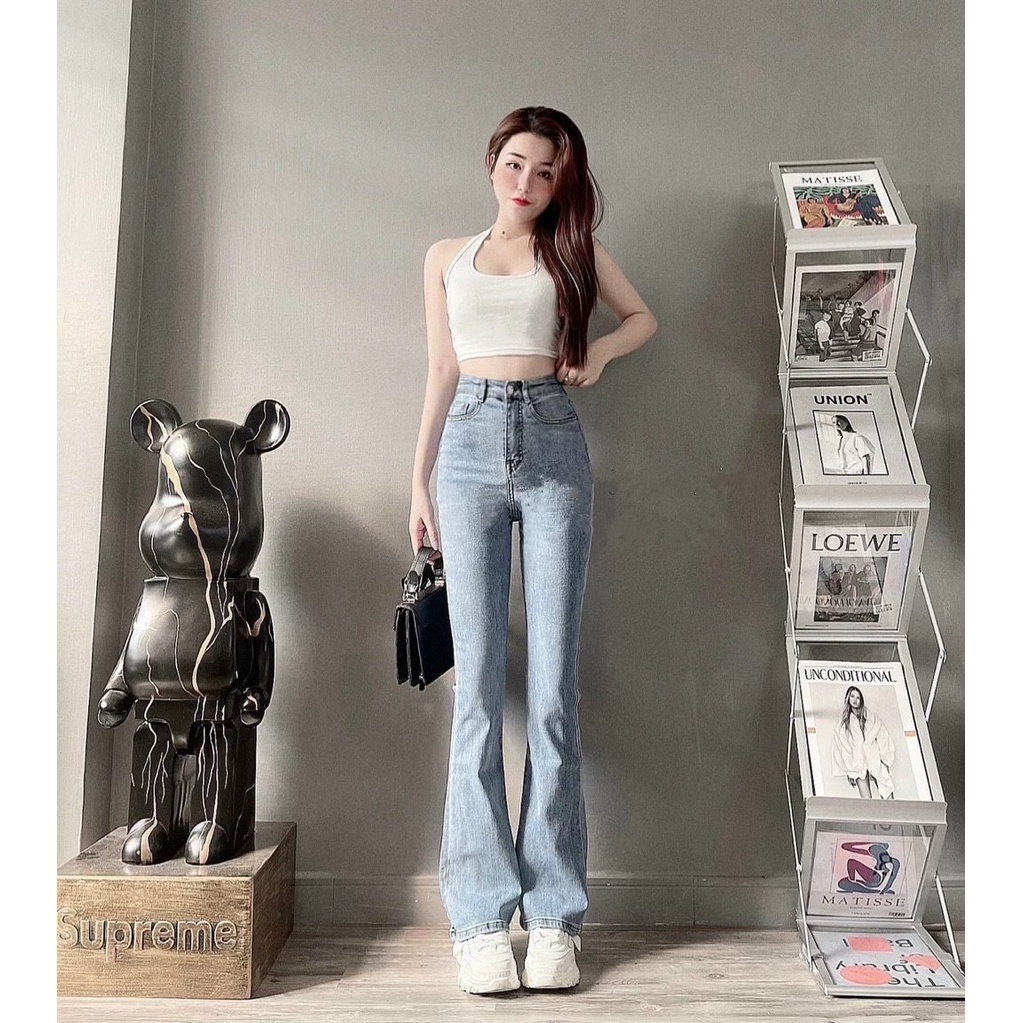 Quần Jean Nữ Ống Loe MunMunStore Quần Bass Cạp cao Tôn Dáng Che Khuyết Điểm 139