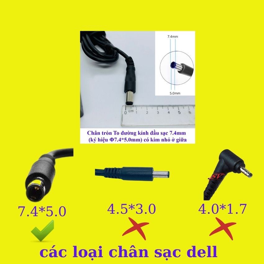 Sạc laptop dell 4,62A chân kim to 7.4 *5.0mm, sạc máy tính 90W zin cao cấp
