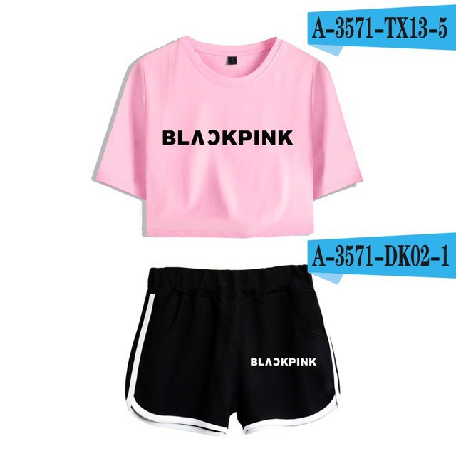 Bộ Đồ 2 Món Áo + Quần Short In Hình Blackpink Thời Trang Mùa Hè Quyến Rũ Cho Nữ