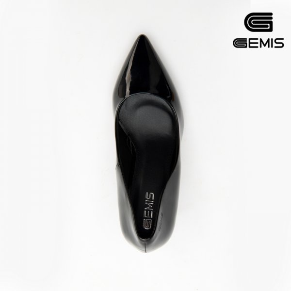 Giày cao gót da bóng mũi nhọn 7cm GEMIS – GM00065 Đen/Kem