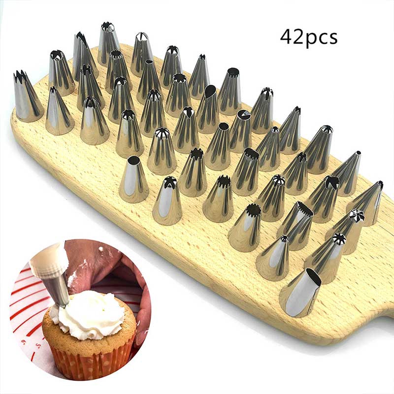 Set 42 Đui Bắt Kem Trang Trí Bánh Bằng Thép Không Gỉ