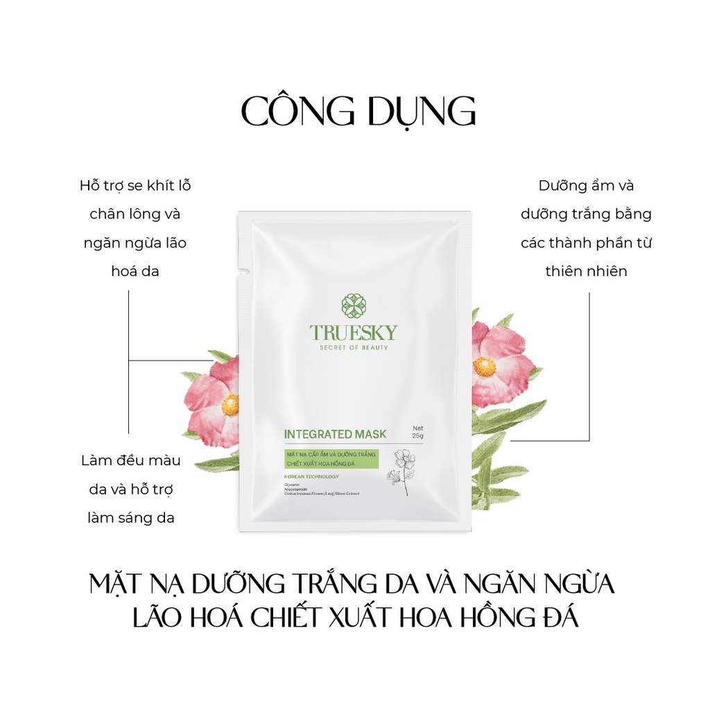 Mặt nạ dưỡng trắng da và ngăn ngừa lão hoá Truesky chiết xuất hoa hồng đá 25g - Integrated Mask