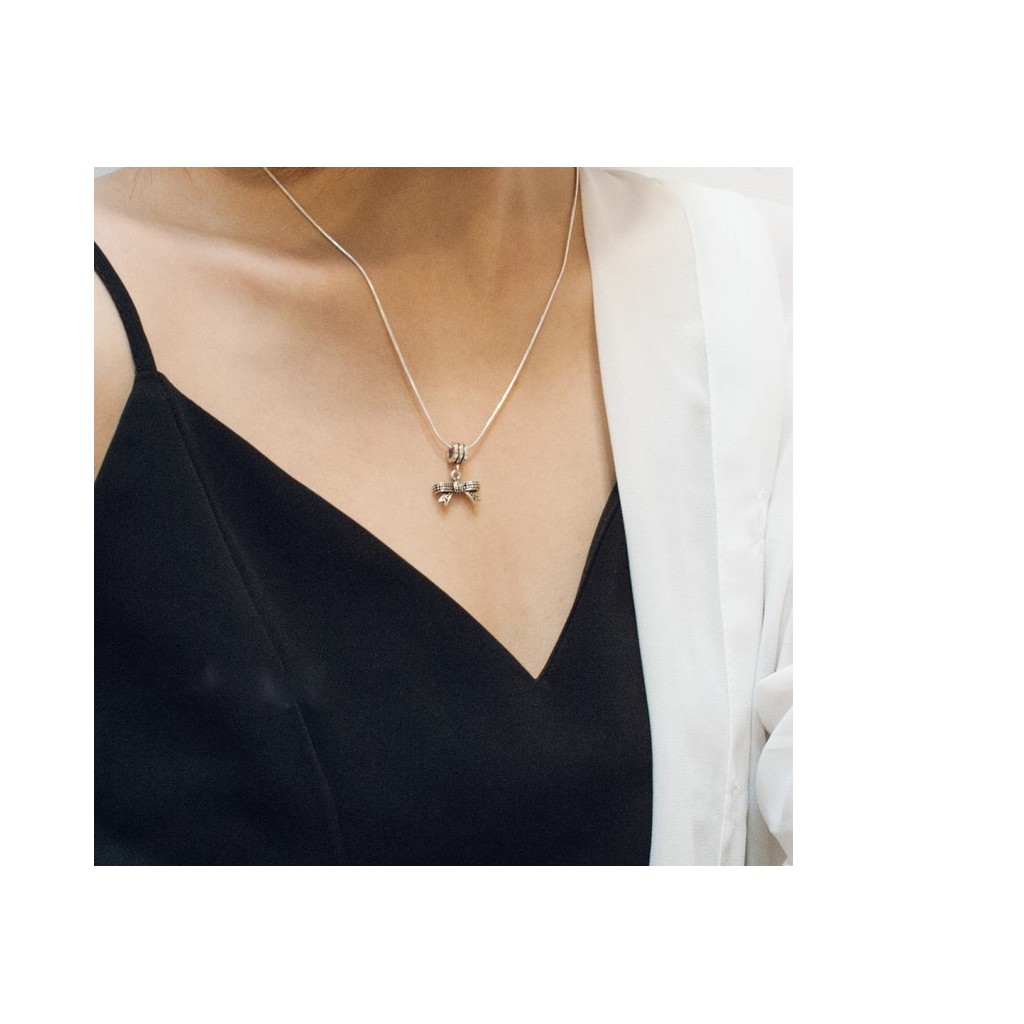 Mặt Dây Chuyền Bạc Thái CaoBac Silver Hình Charm Nơ Xinh Xắn Không Kèm Dây - Trang Sức Cáo Bạc JEWELLERY