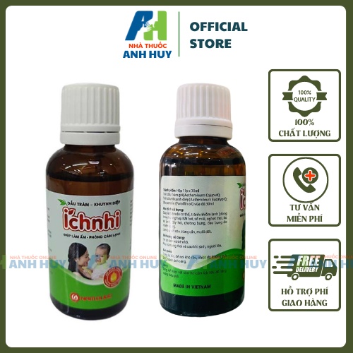 Dầu Tràm Khuynh Diệp Ích Nhi Nam Dược Làm Ấm An Toàn Cho Trẻ Sơ Sinh Lọ/30ml