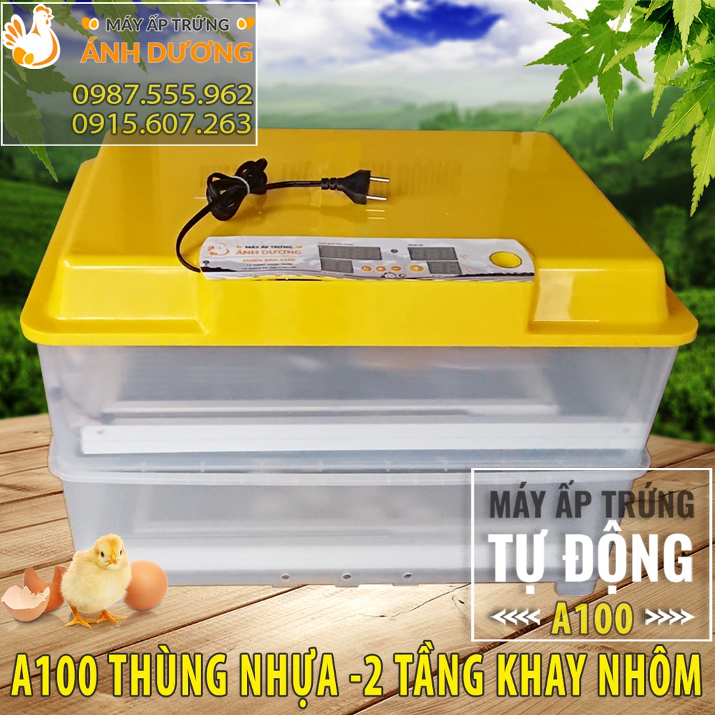Máy ấp Ánh Dương A100 ấp 100 trứng gà, vịt, ngan, bồ câu, chim cút, nở trên 95% - Khay đảo nhôm
