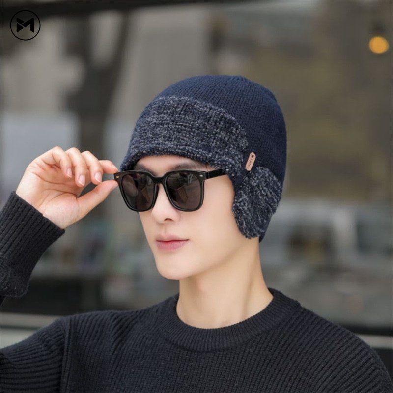 Mũ Len Trùm Tai Chống Lạnh Giữ Ấm Mùa Đông Phong Cách Hàn Quốc Mới 2022 Cho Nam