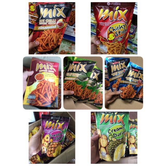 Combo 10 Snack Tăm Thái Mix Vfoods Vị Thịt Xông Khói 60gr