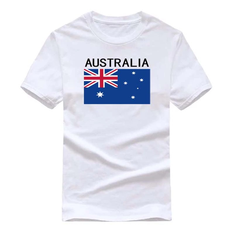 ⭐Ready Stock⭐✣⊙Áo thun nam ngắn tay màu trắng in hình cờ Úc