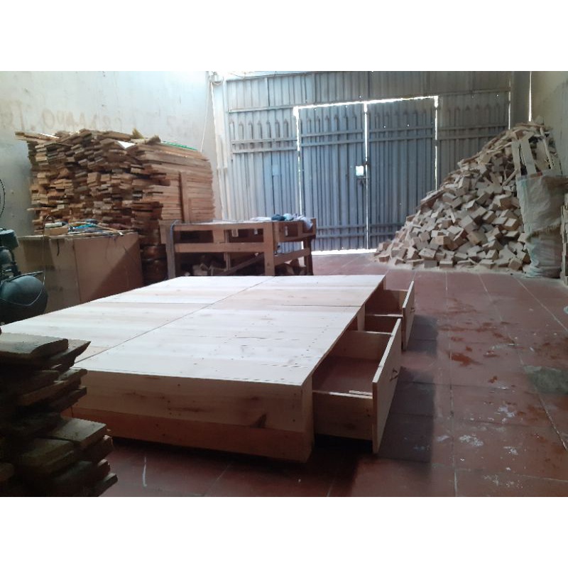 Giường pallet 2 hộc kéo,4 tấmcao 22cm