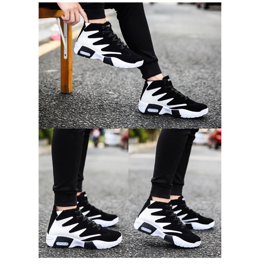 Giày nam cổ cao - giày cổ cao đệm khí thời trang 2 màu 4 vạch | BigBuy360 - bigbuy360.vn