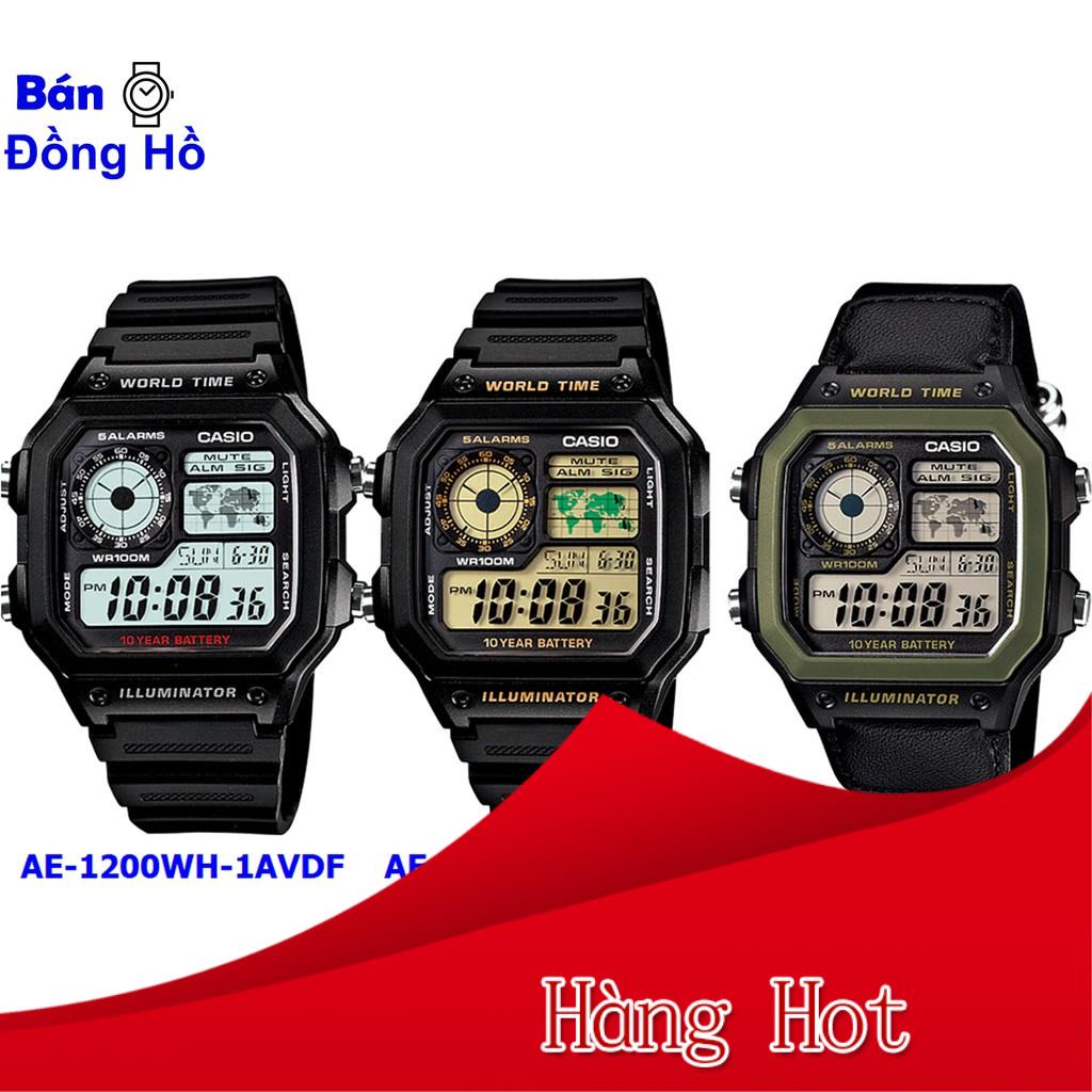 Đồng hồ nam Casio điện tử AE-1200 AE-1200WH-1AV AE-1200WH-1B AE-1200WHB bảo hành 1 n