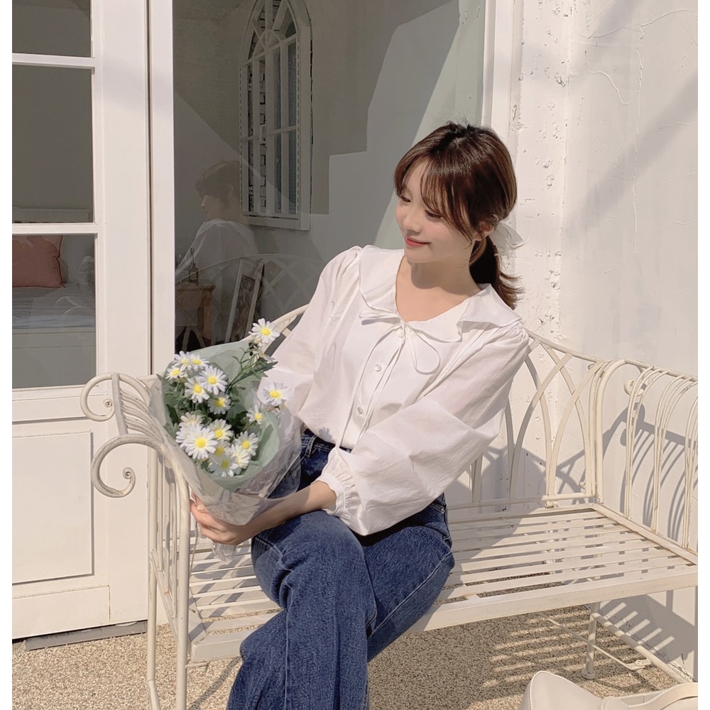 SUXI Áo Sơ Mi Tay Dài Cổ Chữ V Màu Sắc Ngọt Ngào Phong Cách Hàn Quốc Cho Nữ