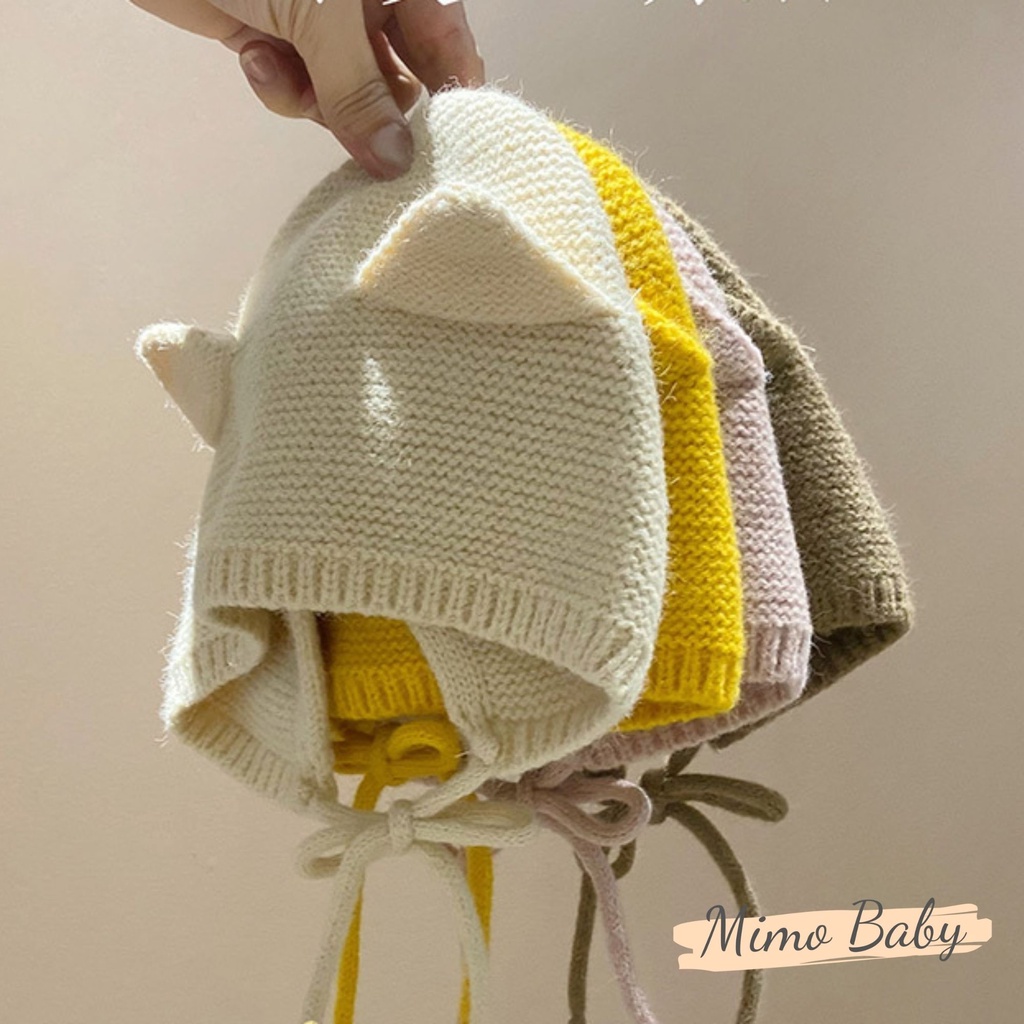 Mũ nón len cột dây tai mèo dễ thương cho bé 5m-2y Mimo baby ML49