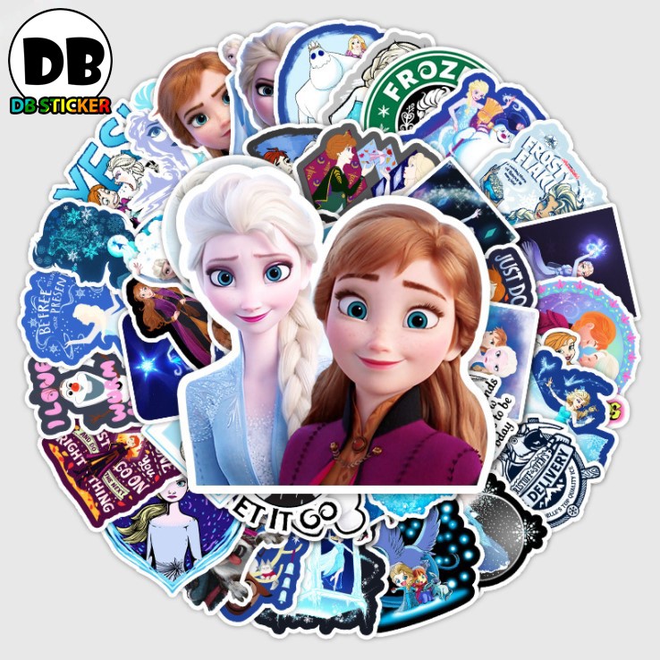 [Set 50 Cái] Sticker dán mũ bảo hiểm dễ thương hoạt hình Frozen - DB.072