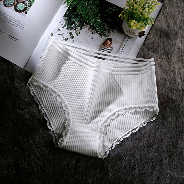 [siêu rẻ] Sét 04 quần Lót Cotton tăm viền zen siêu thoáng mát Quảng Châu kháng khuẩn xuất Nhật Q5